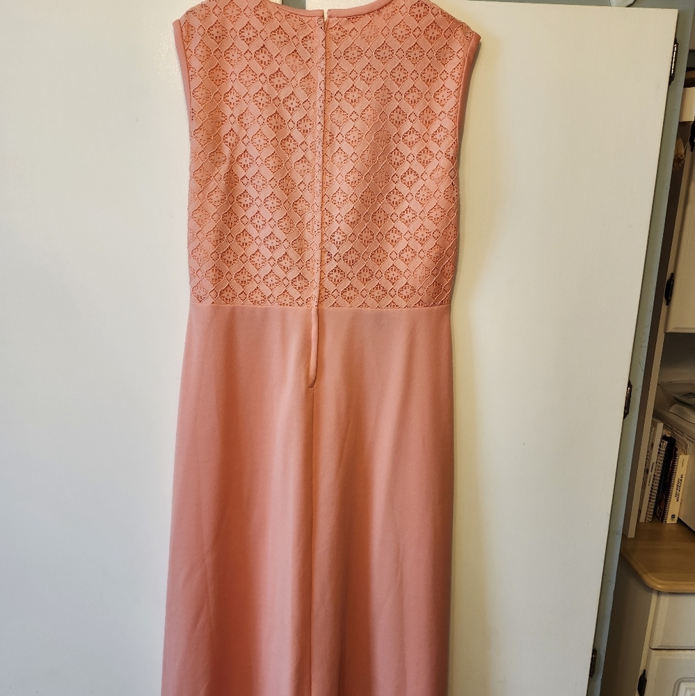 Aliens Fashions Vintage 1970's Coral Lace Upper Hostess Maxi Dress